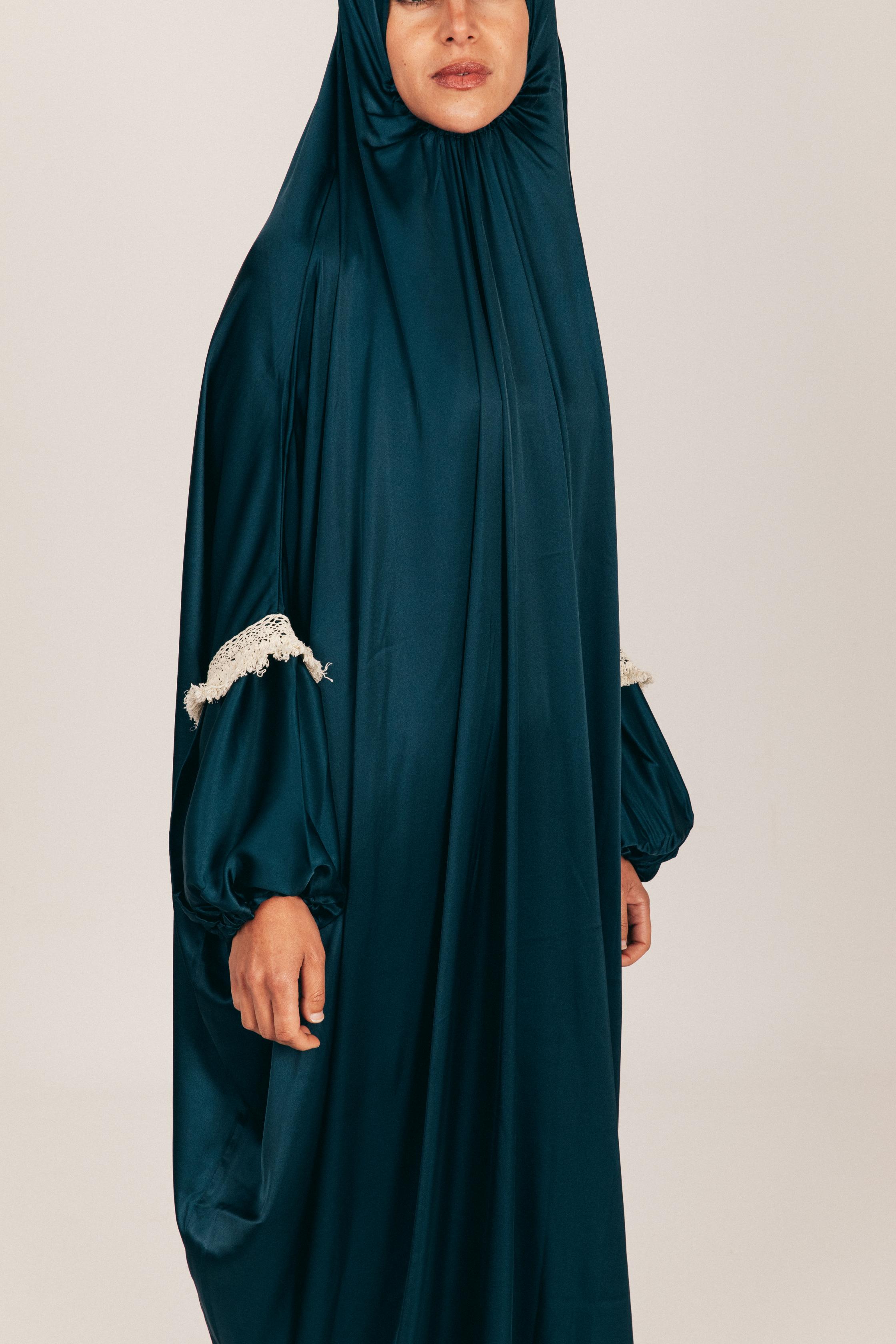 Teal Satin Khimar