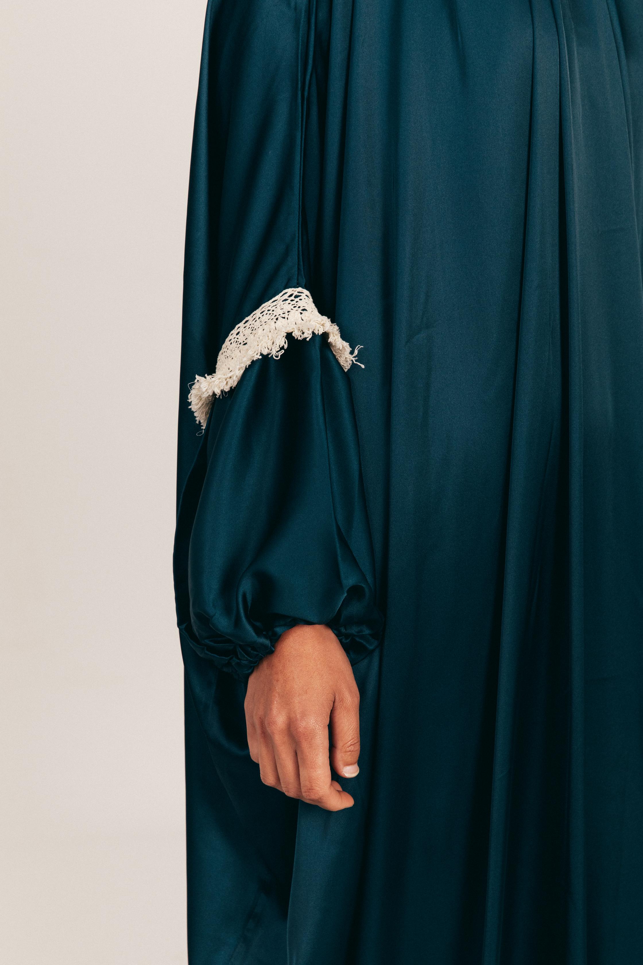 Teal Satin Khimar