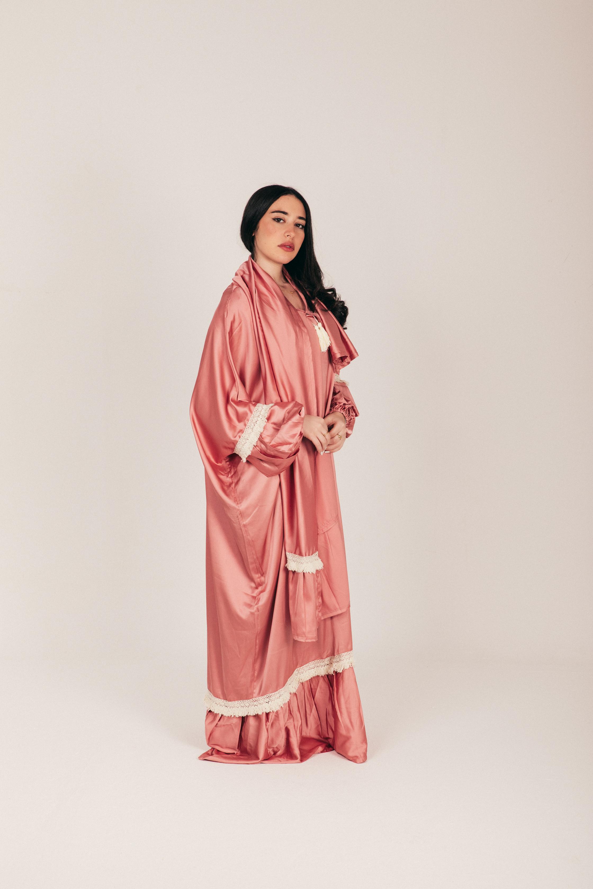 Nude Pink Satin Prayer Wear with Scarf