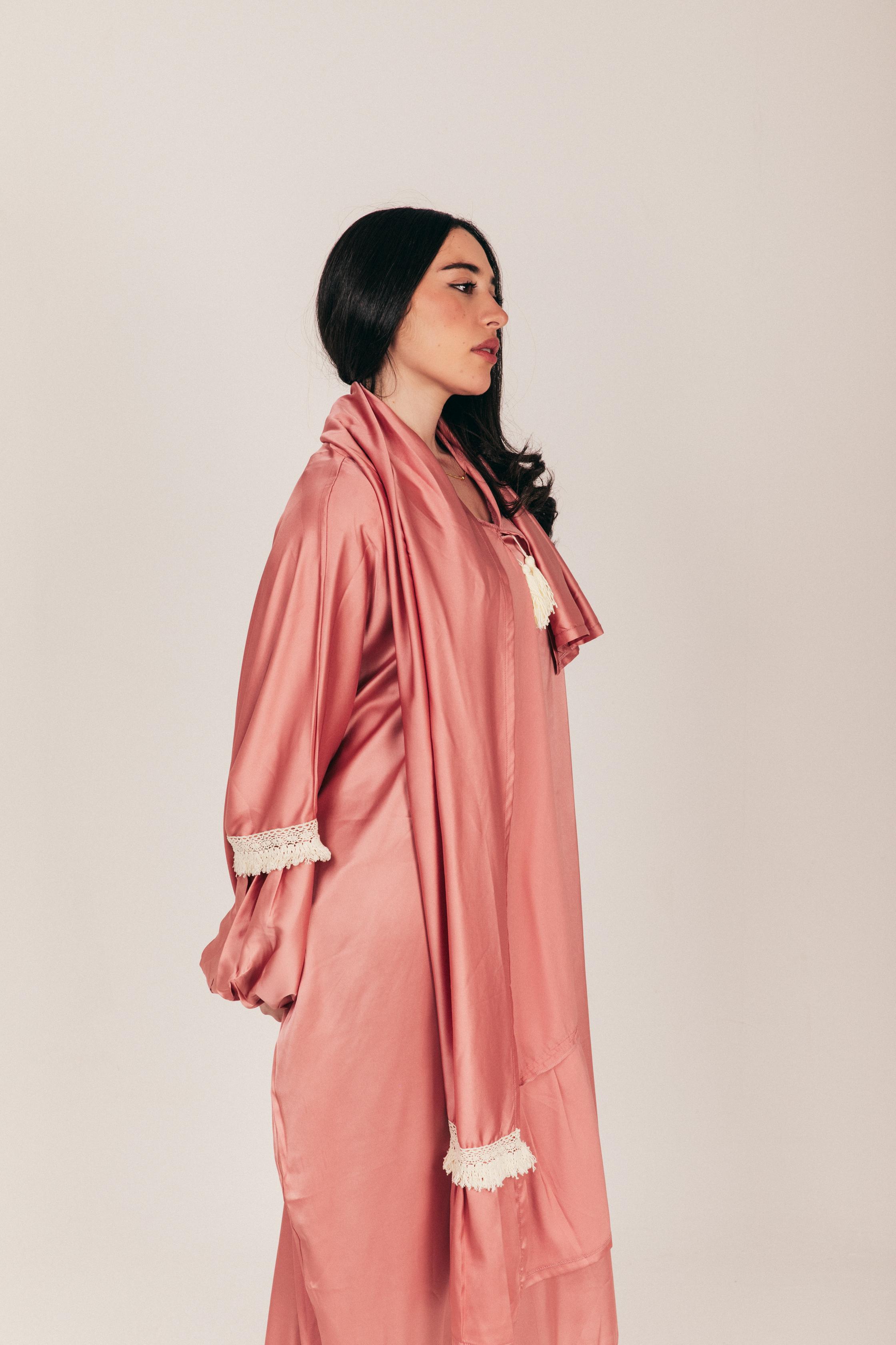 Nude Pink Satin Prayer Wear with Scarf