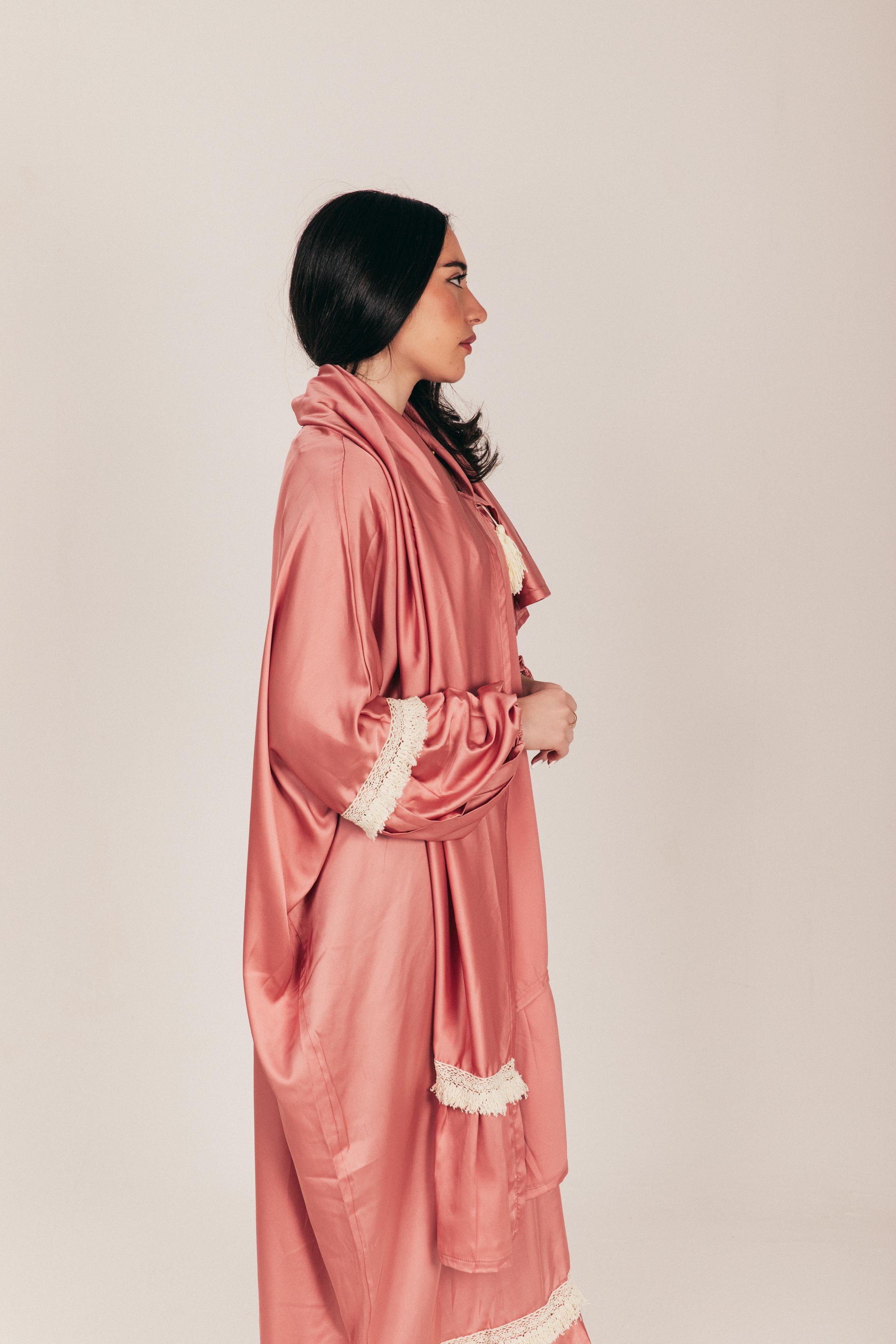 Nude Pink Satin Prayer Wear with Scarf