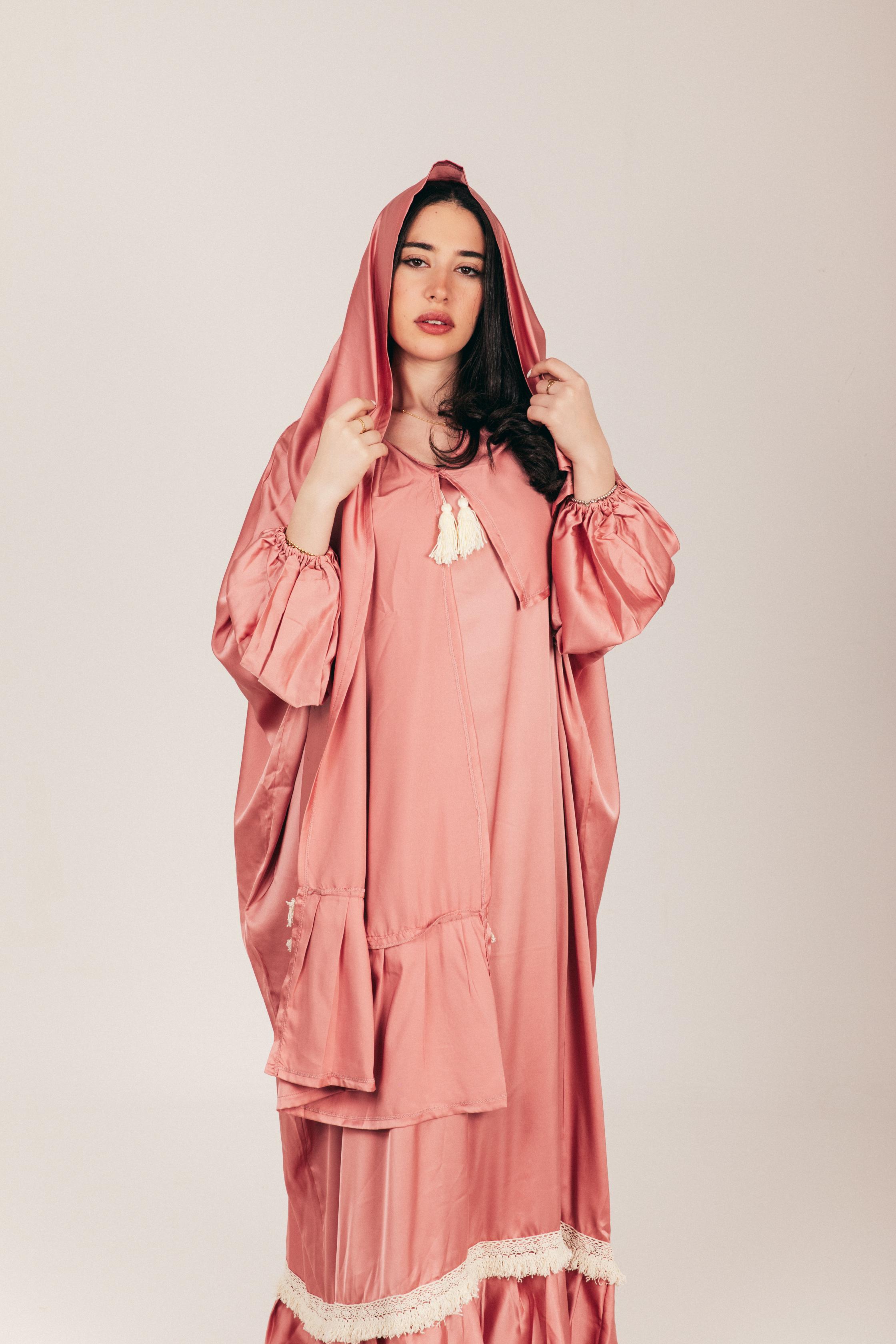 Nude Pink Satin Prayer Wear with Scarf