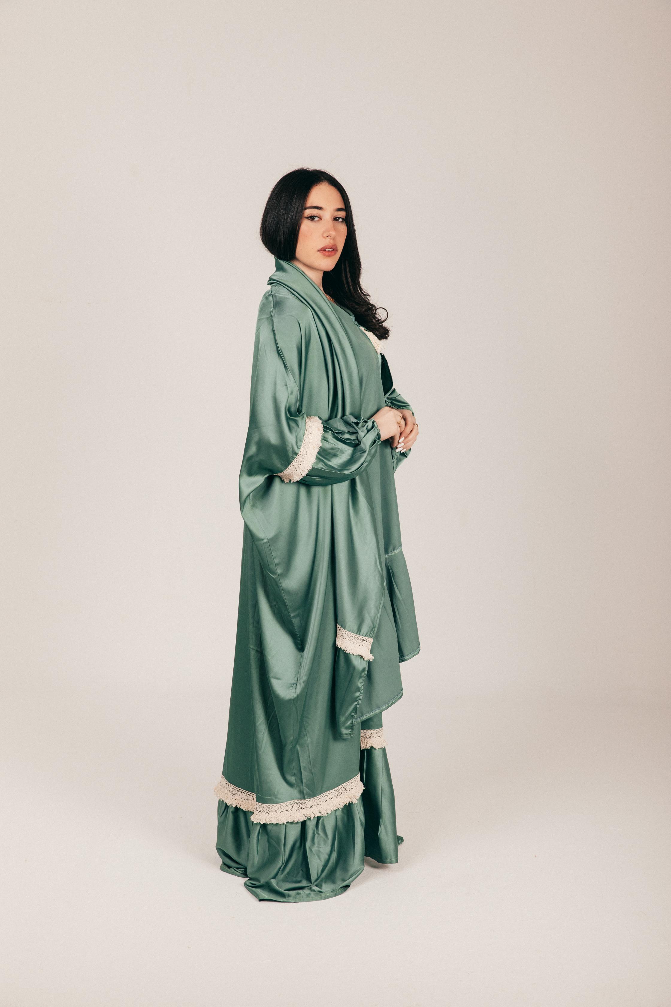 Mint Satin Prayer Wear with Scarf