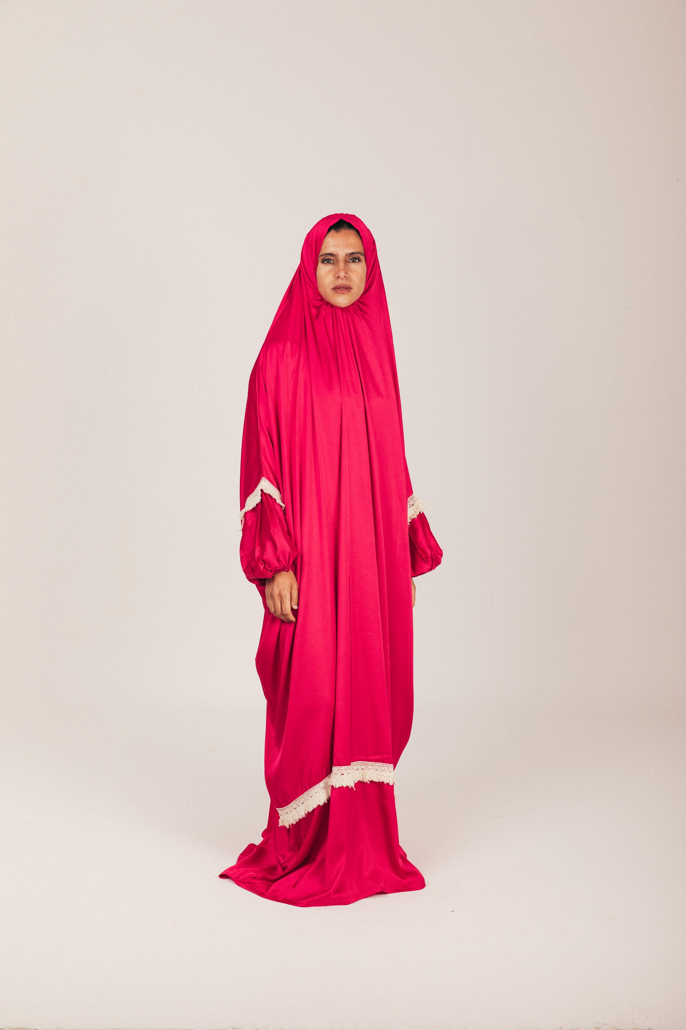 Fuchsia Satin Khimar