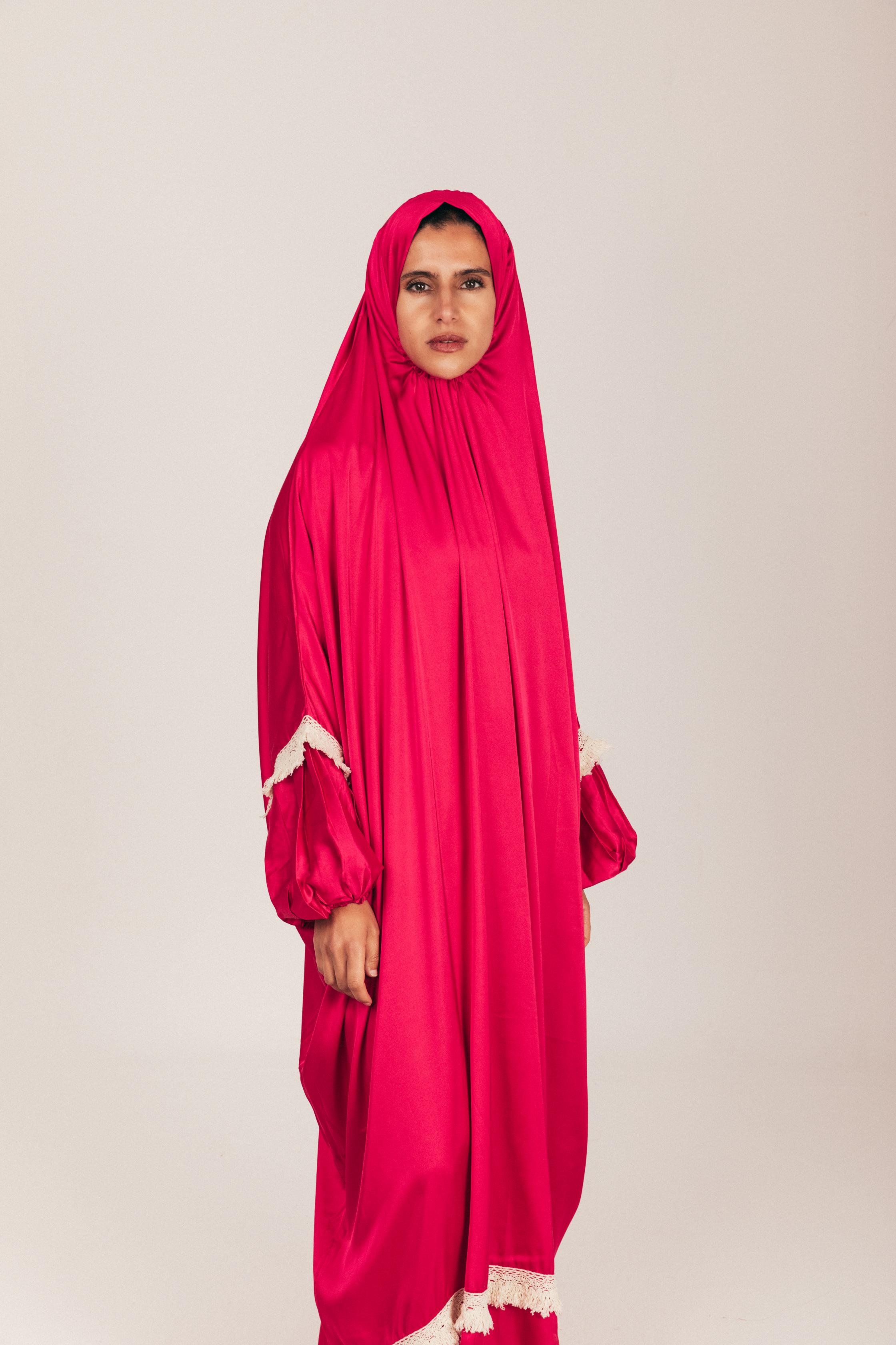 Fuchsia Satin Khimar