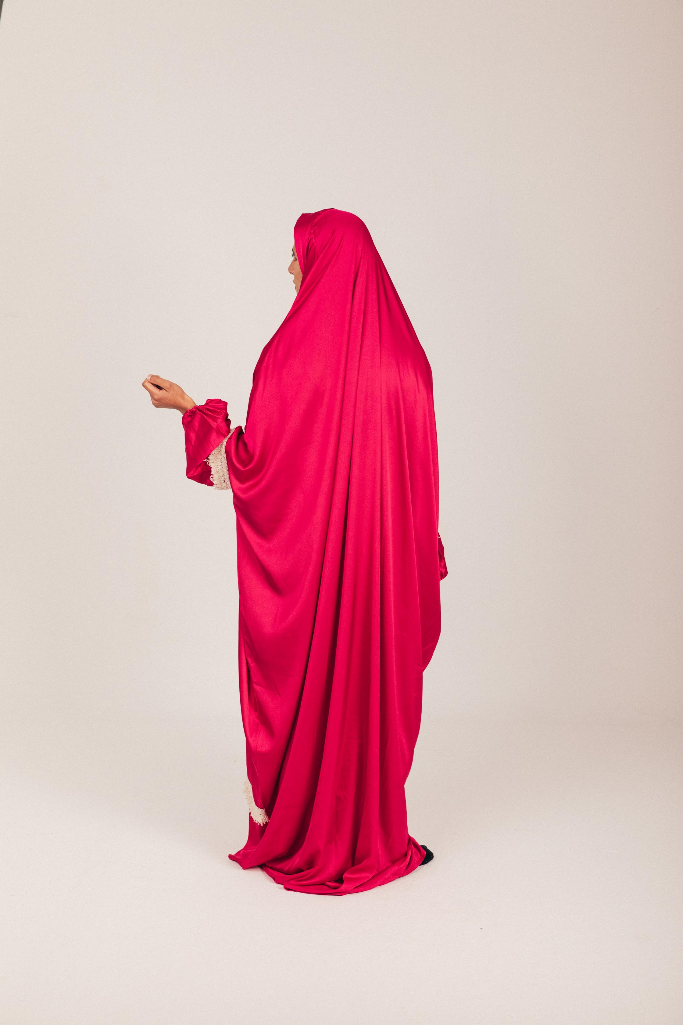 Fuchsia Satin Khimar