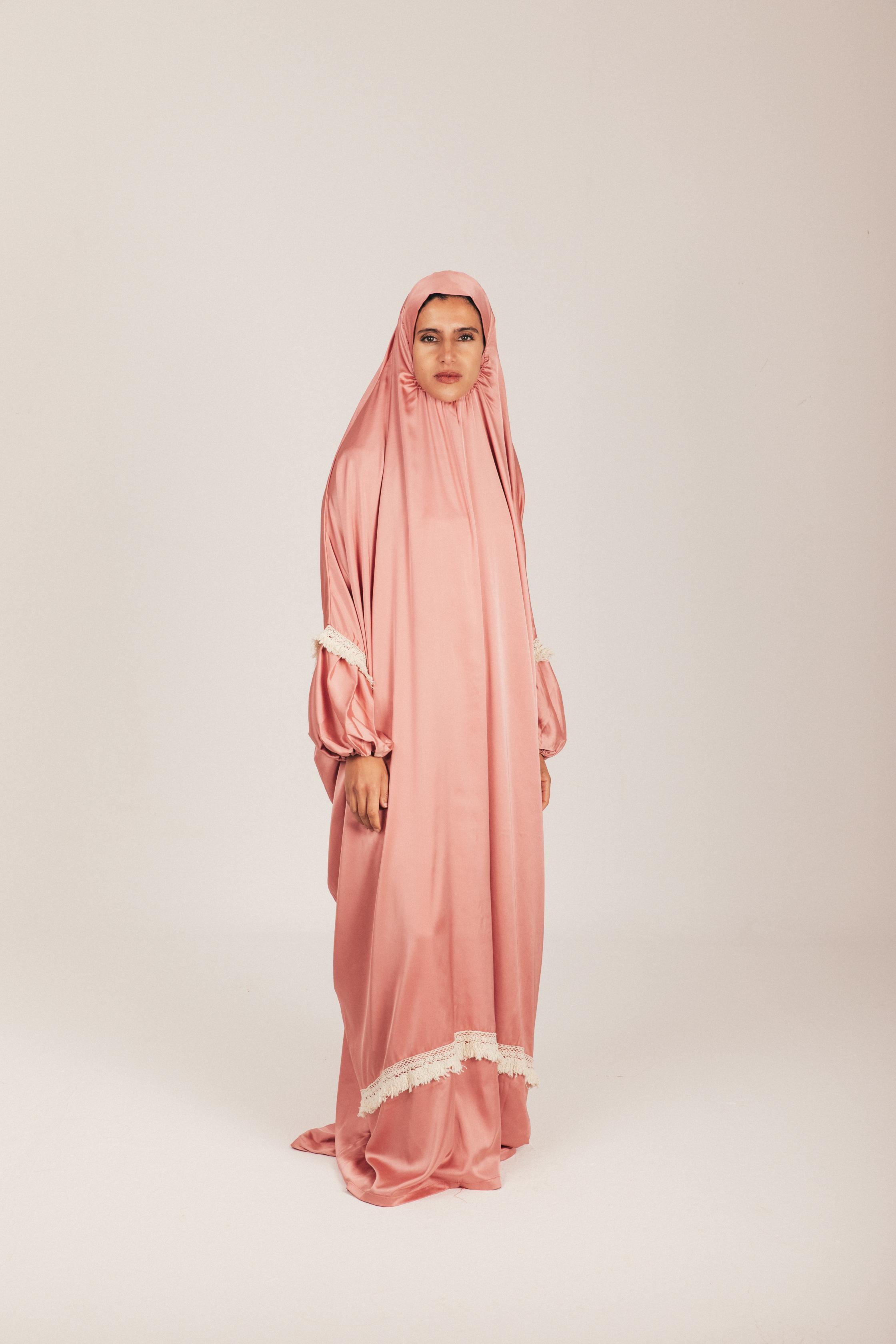 Nude Pink Satin Khimar