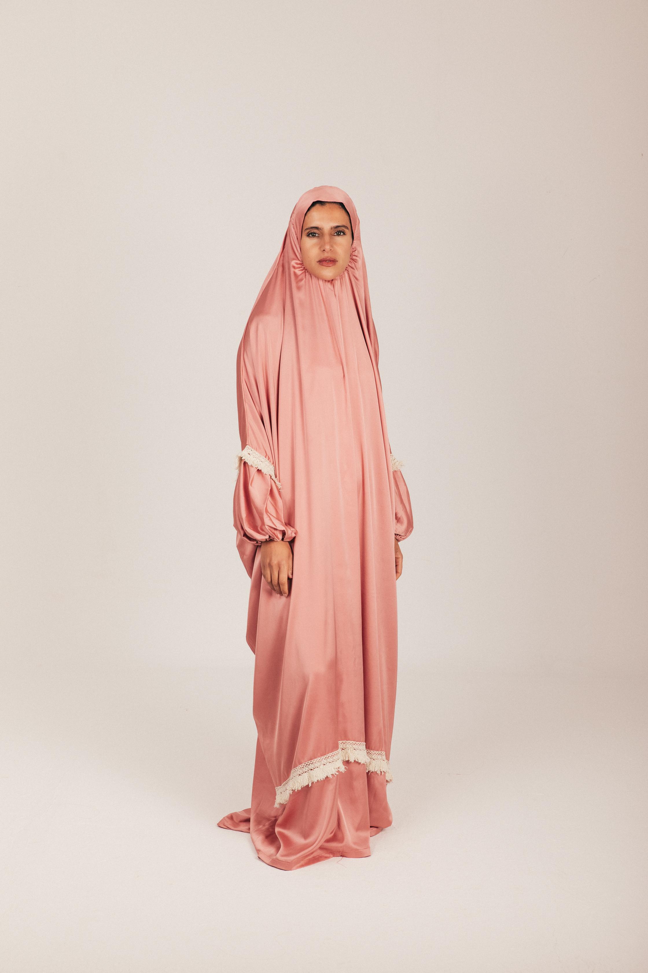 Nude Pink Satin Khimar