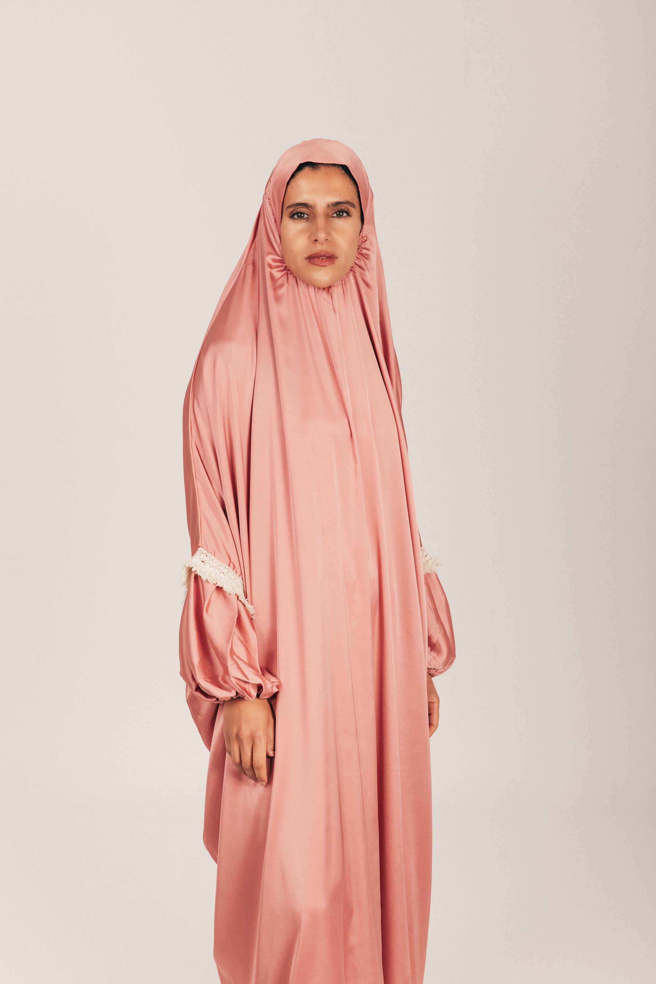 Nude Pink Satin Khimar