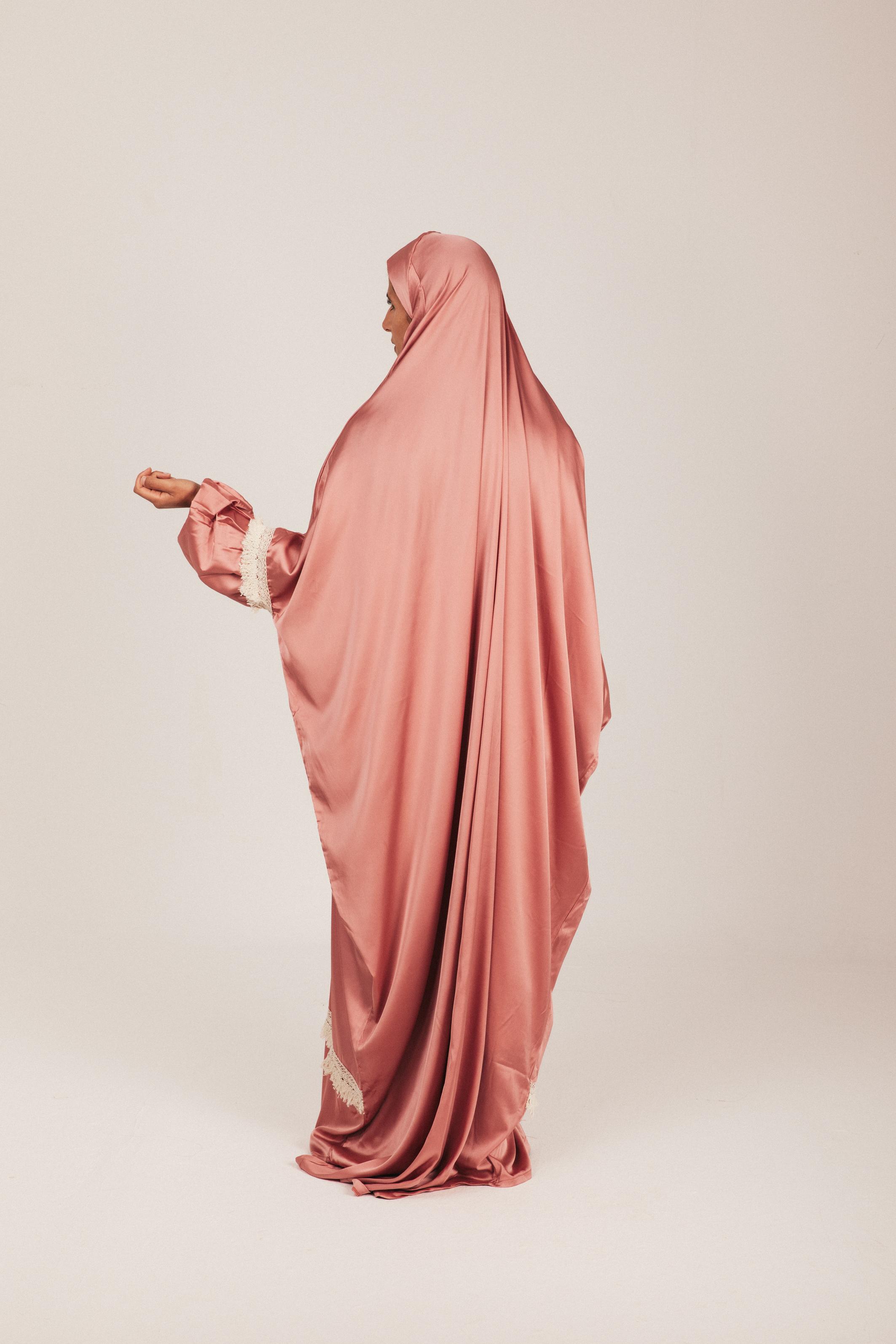 Nude Pink Satin Khimar